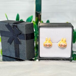 Cute Yellow Monster Character Stud Earrings